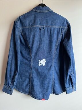 Roar Western Premium Stitchworks Denim Button Up Shirt Medium Poodle Patch